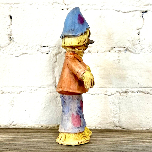 Vintage Ceramic Scarecrow Halloween Harvest Fall Decor Painted 8" Tall 1980s - Picture 4 of 9